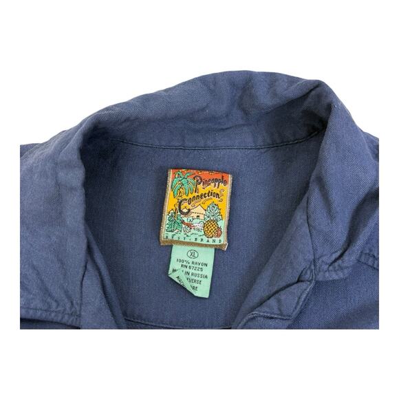 Pineapple Connection Shirt Mens XL Blue Dragon Graphic Button Up Short Sleeve - Picture 13 of 13